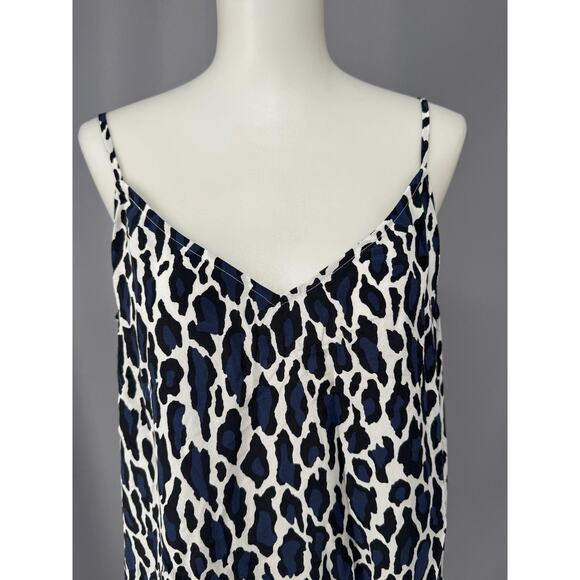 Equipment Femme Shirt Womens Large Blue Black Leopard Silk Cami Tank Top - Picture 5 of 12